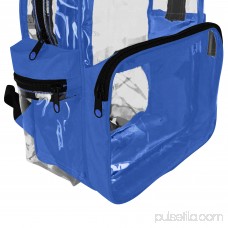 DALIX Small Clear Backpack Transparent PVC Security Security School Bag in Royal Blue